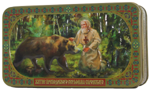 Шкатулка "Серафим Саровский и медведь", 100 гр