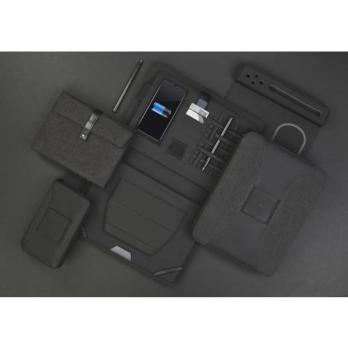 Мобильный офис с беспроводным зарядным устройством 5000 mAh, цвет серый с черным